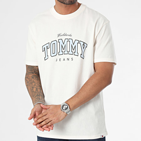 Tommy Jeans - Tee Shirt Col Rond Varsity 8287 Beige