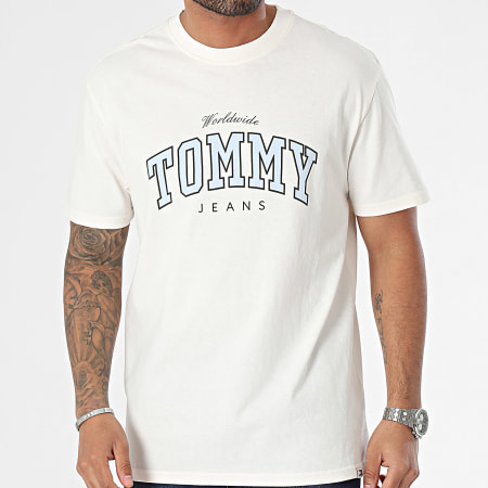 Tommy Jeans - Tee Shirt Col Rond Varsity 8287 Beige