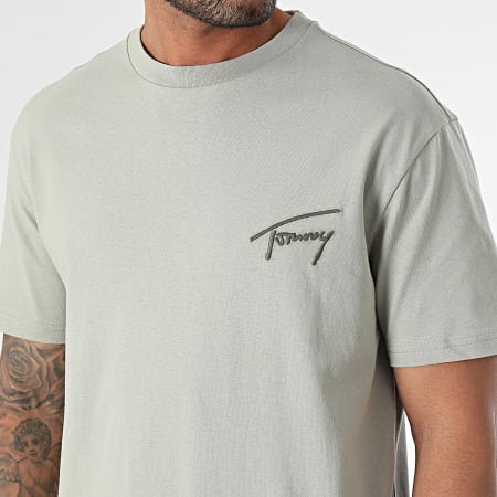 Tommy Jeans - Camiseta Regular Signature Cuello Redondo 7994 Verde Caqui