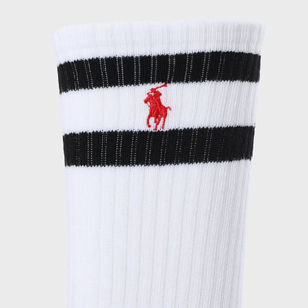 Polo Ralph Lauren - Confezione da 3 paia di calzini a strisce Original Player Nero Bianco Grigio