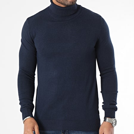 Jack And Jones - Pull Col Roulé Emil Bleu Marine