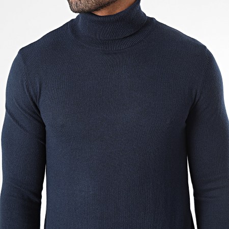 Jack And Jones - Pull Col Roulé Emil Bleu Marine