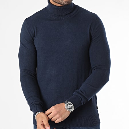 Jack And Jones - Pull Col Roulé Emil Bleu Marine