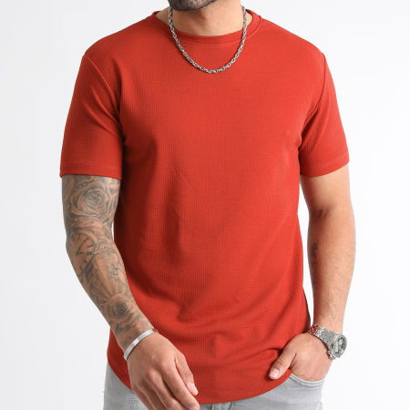 LBO - Camiseta texturizada Waffle 0850 Rojo ladrillo