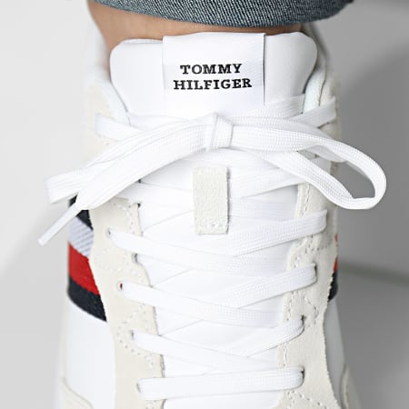 Tommy Hilfiger - Sneakers Light Cupsole Pelle Mix Stripes 4889 Bianco
