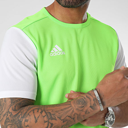 Adidas Sportswear - Tee Shirt Col Rond DP3240 Vert Fluo Blanc