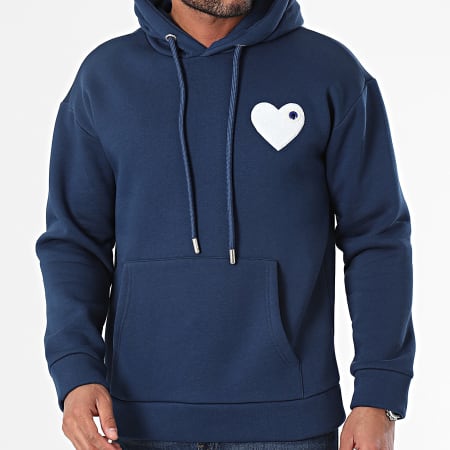 ADJ Sweat Capuche Coeur Chic Bleu Marine Blanc