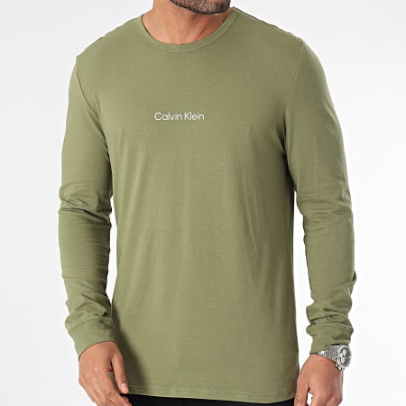 Calvin Klein - Maglietta a maniche lunghe NM2171E Verde Khaki