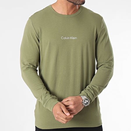 Calvin Klein - Tee Shirt Manches Longues NM2171E Vert Kaki