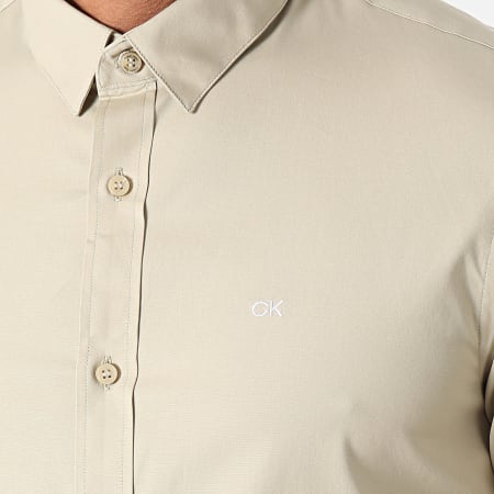 Calvin Klein - Camisa de popelina de manga larga 0856 Verde claro