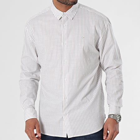Calvin Klein - Slub Stripe Camisa Manga Larga 2266 Blanco