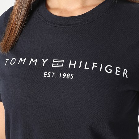Tommy Hilfiger - Tee Shirt Femme Corp Logo 0276 Bleu Marine