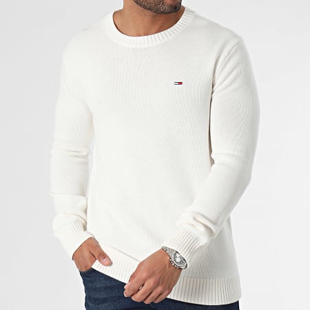 Tommy Jeans - Essentials 8370 Maglione sottile bianco a girocollo