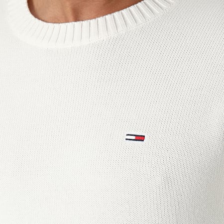 Tommy Jeans - Pull Col Rond Slim Essentials 8370 Blanc