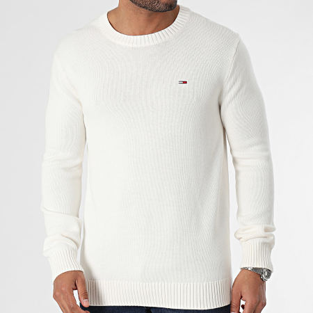 Tommy Jeans - Essentials 8370 Maglione sottile bianco a girocollo