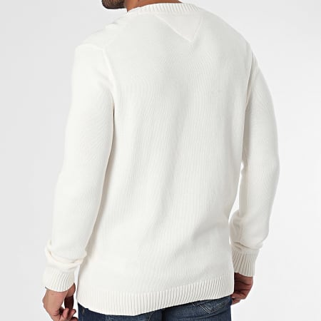 Tommy Jeans - Pull Col Rond Slim Essentials 8370 Blanc