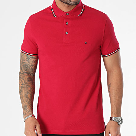 Tommy Hilfiger - Polo Manches Courtes Slim Tipped 0750 Bordeaux