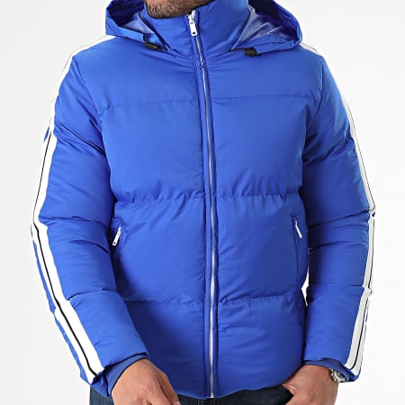 KZR - Cappotto blu reale con cappuccio e strisce