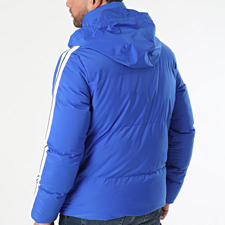 KZR - Cappotto blu reale con cappuccio e strisce