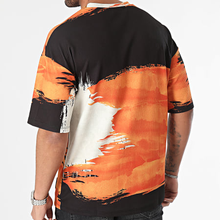 Zelys Paris - Tee Shirt Col Rond Noir Orange