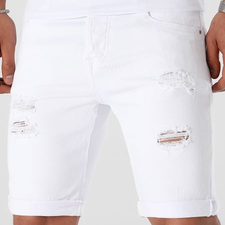 LBO - Pantaloncini di jeans con strappi 0271 Bianco