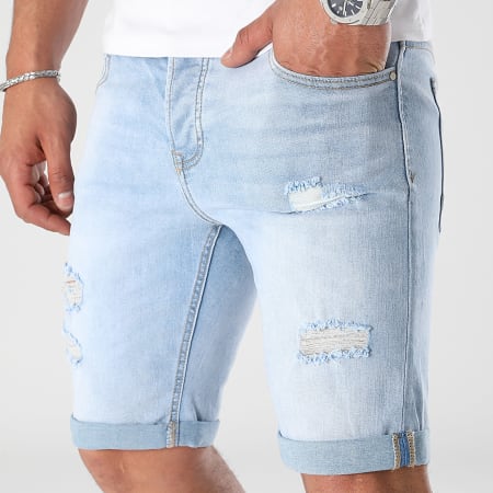 LBO - Pantalones cortos vaqueros con Destroy 0273 Denim azul