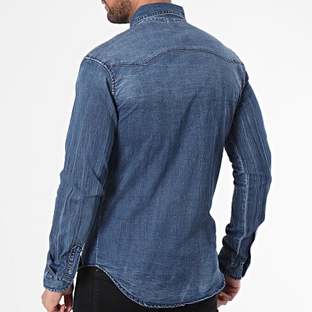 Frilivin - Camicia di jeans blu a maniche lunghe