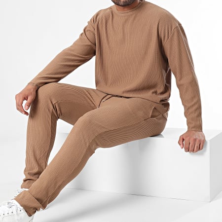 Frilivin - Conjunto de jersey y pantalón marrón