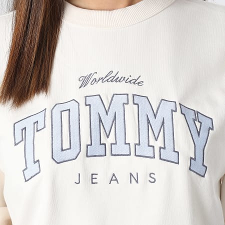 Tommy Jeans - Felpa donna girocollo Varsity Luxe 7339 Beige