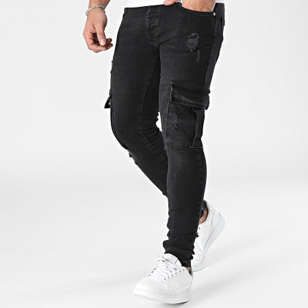 2Y Premium - Pantaloni Cargo Skinny Jean neri