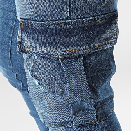 2Y Premium - Pantaloni Cargo Skinny Jean in denim blu