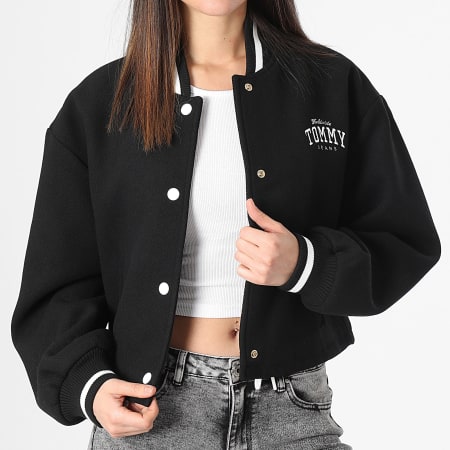 Tommy Jeans - Chaqueta Varsity Teddy Crop Mujer 7236 Negro
