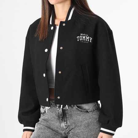 Tommy Jeans - Chaqueta Varsity Teddy Crop Mujer 7236 Negro