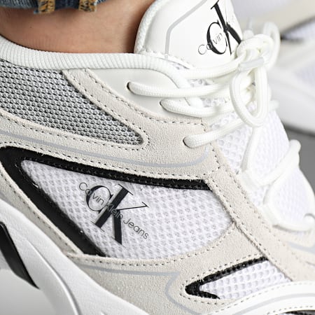 Calvin Klein - Sneakers Retro Tennis 0589 Bianco brillante Nero