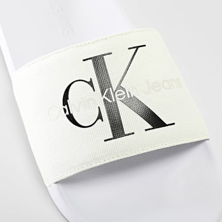 Calvin Klein - Chanclas Monogram 0103 Mujer Blanco Brillante Negro