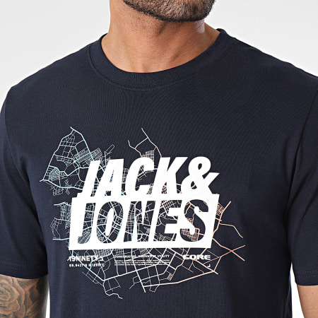 Jack And Jones - Tee Shirt Map Logo Bleu Marine