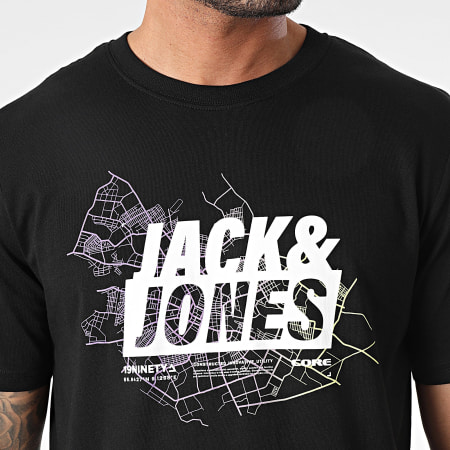 Jack And Jones - Maglietta con logo della mappa nero
