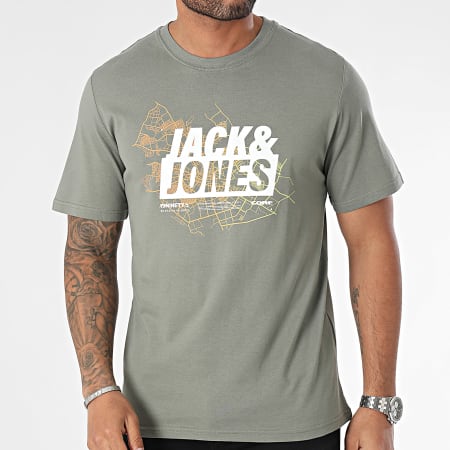 Jack And Jones - Maglietta con logo della mappa, grigio