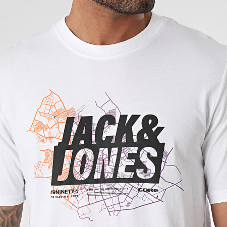 Jack And Jones - Maglietta con logo della mappa, bianco