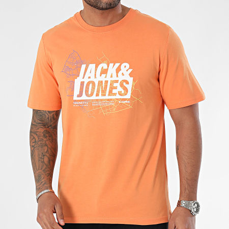 Jack And Jones - Maglietta con logo della mappa arancione