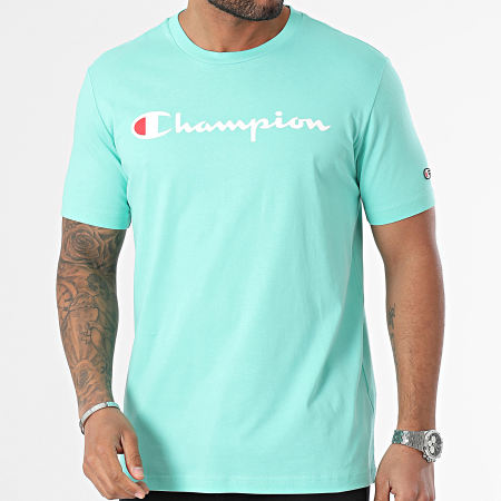 Champion - Tee Shirt Col Rond 219831 Bleu Turquoise