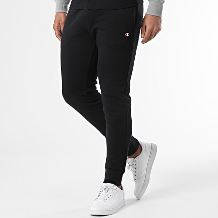 Champion - Felpa con cappuccio e zip e pantaloni da jogging 219943 Set nero bianco grigio