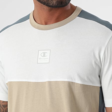 Champion - Camiseta de rayas 219783 Beige Blanco Gris