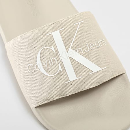 Calvin Klein - Chanclas de mujer Monogram 0103 Eggshell Creamy White