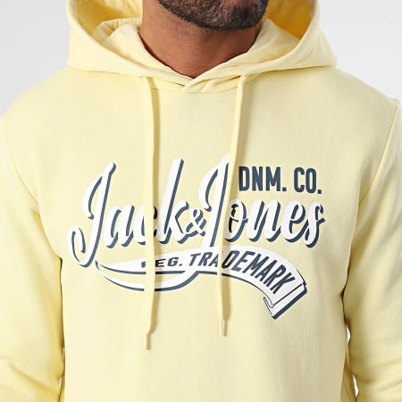 Jack And Jones - Felpa con cappuccio con logo giallo