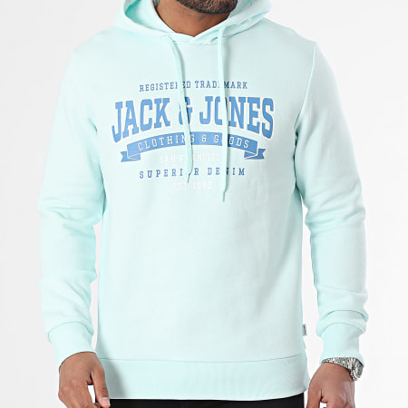 Jack And Jones - Sweat Capuche Logo Bleu Clair