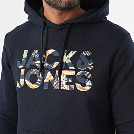 Jack And Jones - Sweat Capuche Jeff Corp Logo Bleu Marine
