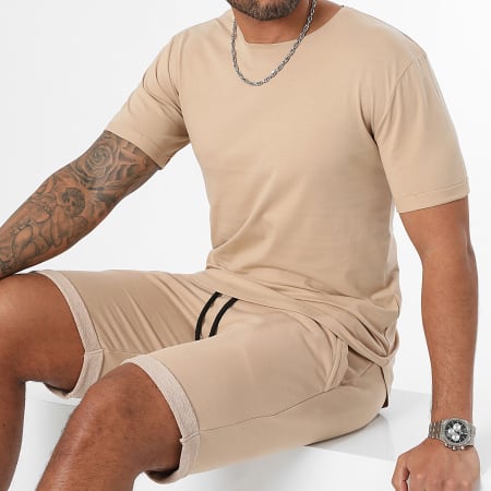 LBO - Conjunto de camiseta oversize y pantalón corto 3235 Beige
