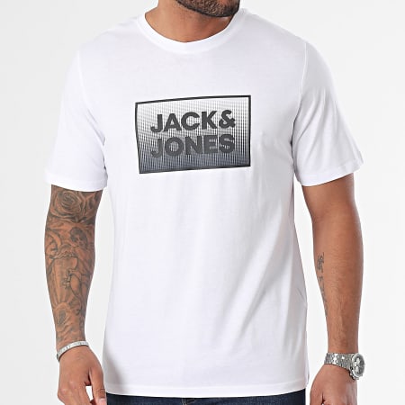 Jack And Jones - Tee Shirt Col Rond Steel Blanc