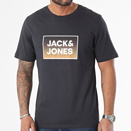 Jack And Jones - Tee Shirt Col Rond Steel Bleu Marine